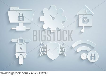 Set Cyber Security, Retro Wall Watch, Electric Scooter, Wifi Locked, Time Management And Ftp Folder 
