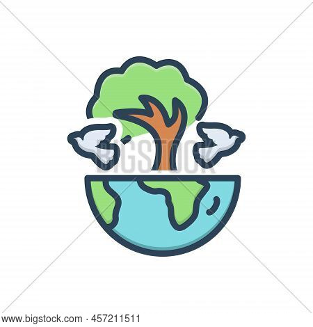 Color Illustration Icon For Biodiversity Wildlife Climate Conservation Ecology Friendly Global Clima