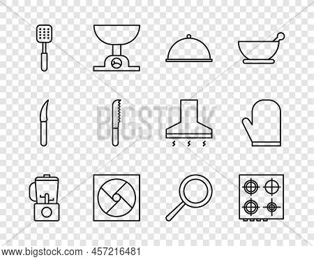 Set Line Blender, Gas Stove, Covered With Tray, Ventilation, Spatula, Bread Knife, Frying Pan And Ov
