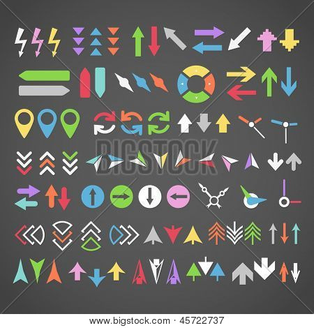Coleção de cores de ícones de sinal de seta