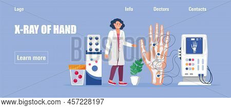 Rheumatoid Arthritis Of The Hand. Tiny Doctors Treat Rheumatism, Osteoarthritis, Make Ultrasound, X 