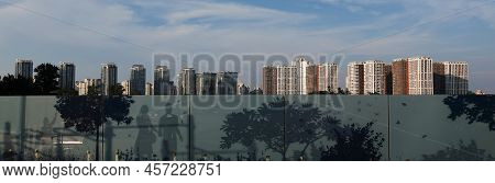 Kyiv, Ukraine June 28, 2022: New Quarter Of The Capital With Art Glass Fence City Kyiv Ukraine