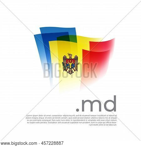 Moldova Flag. Vector Stylized Design National Poster On A White Background. Moldavian Flag Painted W