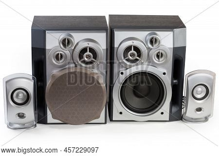 Pair Of Home High Fidelity Three-way Loudspeaker Systems In Black Wooden Housing, Pair Small Two-way
