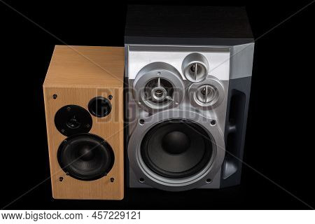 Home High Fidelity Three-way Loudspeaker System In Black Wooden Housing, Two-way Loudspeaker Systems