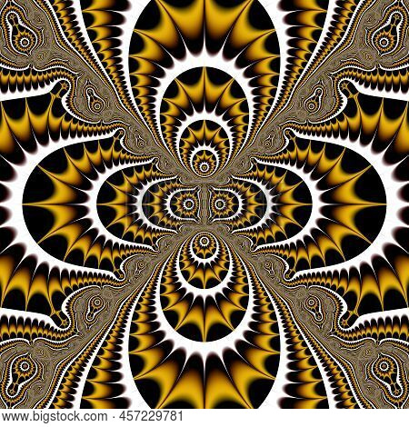 Shockingly Bright Tiger Pattern Of Black, Yellow And White 3d Petals With Spikes Like Tiger Claws. F