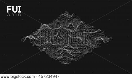 Fui Gui 3d Vector Landscape Scan Grid. Abstract Futuristic Background. Sci-fi Hi-tech Design