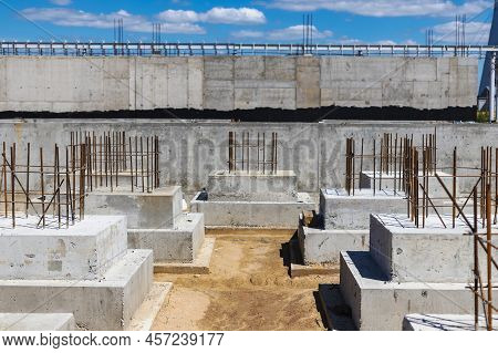 Monolithic Reinforced Concrete Foundations For The Construction Of A Residential Building. Grillage 