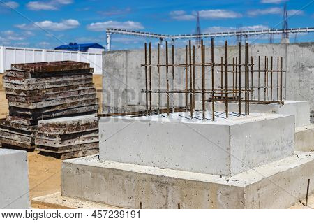 Monolithic Reinforced Concrete Foundations For The Construction Of A Residential Building. Grillage 