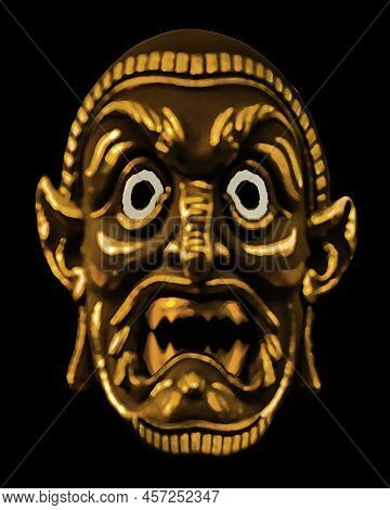 Isolated Golden Macabre Mask