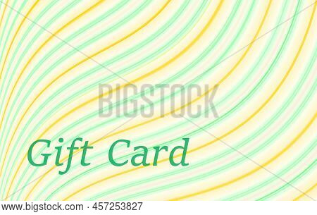 Yellow, Green Striped Background For Gift Card. Abstract Design. Vector Pinstripe Pattern. Smooth Mu