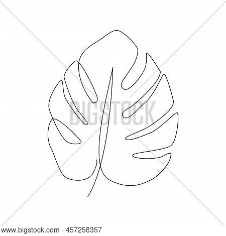 One Line Drawing Of Tropical Palm Leaves. Art. Vector Illustration.