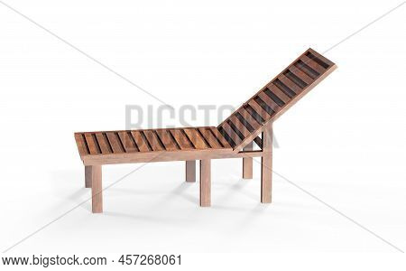 Orange Striped Beach Chair Isolated On White Background. 3d Rendering Of Beach And Ocean Vacations A
