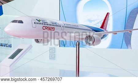 August 30, 2019, Moscow Region, Russia. The Layout Of A Promising Russian-chinese Wide-body Long-hau