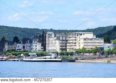 Königswinter, Germany - 06 28 2022: Central Waterfront Of Königswinter, Touristic Area