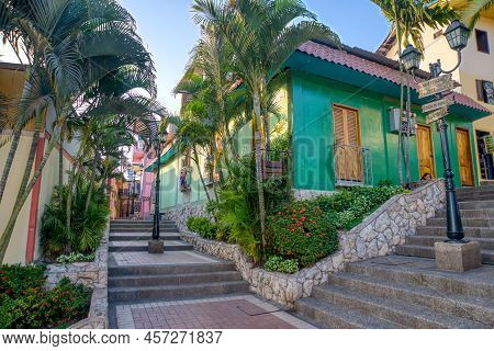 Guayaquil, Guayas, Ecuador - November, 2013: A Typical Corner Going Up The Santa Ana Hill, Towards T