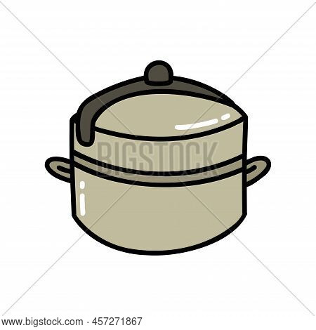 Pressure Cooker Doodle Icon, Vector Color Illustration