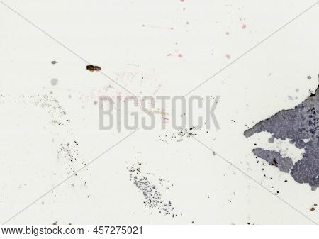 Large Image Close Up Of Paper Texture Background Scan With Large Colorful Ink Pink, Purple, Black, B