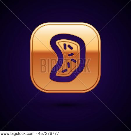 Gold Bacteria Icon Isolated On Black Background. Bacteria And Germs, Microorganism Disease Causing, 