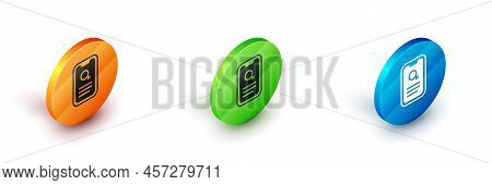 Isometric Dating App Online Mobile Concept Icon Isolated On White Background. Female Male Profile Fl