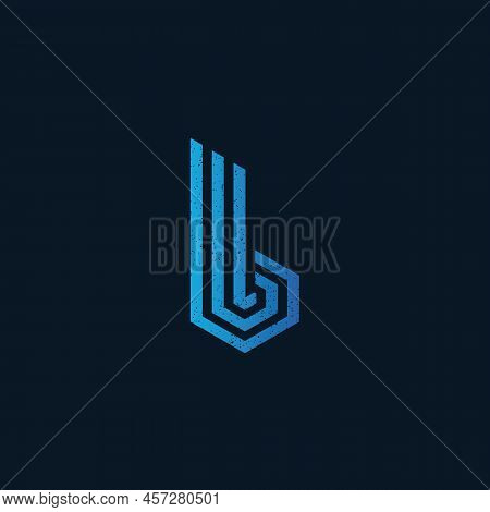 Abstract Initial Letter Bo Logo In Blue Color Isolated In Dark Blue Background Applied For Influence