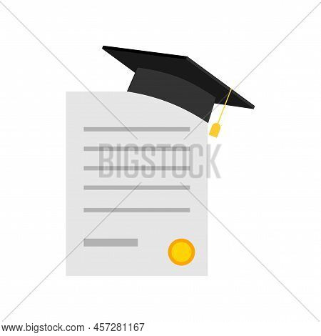 Education, Degree Ceremony Concept. Diploma Cap Graduate Icon. Vector Illustration. Stock Image.