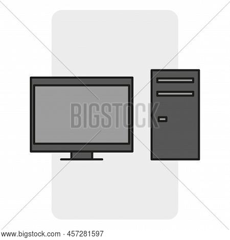 Desktop Monitor Computer. Business Concept. Modern Design. Vector Illustration. Stock Image.