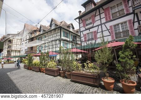 Bukit Tinggi, Malaysia - Jun 08, 2022: View Of Old French Style Public Building At Colmar Bukit Ting