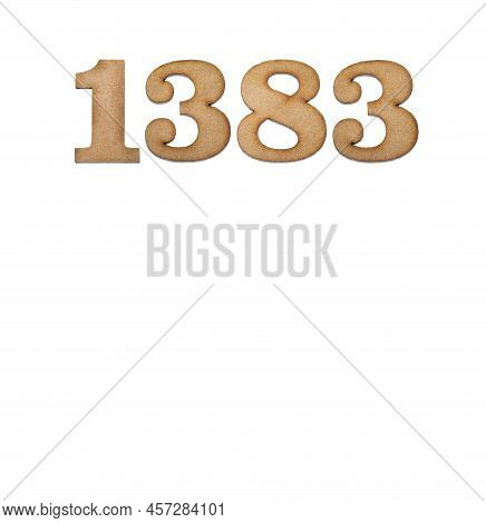 Number 1383 In Wood, Isolated On White Background