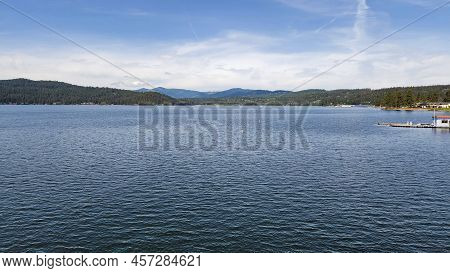 Lake Coeur Dalene In Coeur Dalene, Idaho On Suuny Summer Morning..