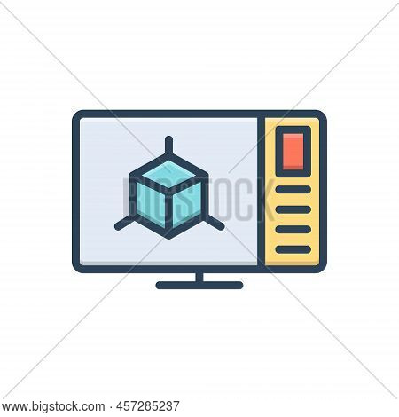 Color Illustration Icon For Simulations Reproduction Computer Virtual Production Digram Reality Digi