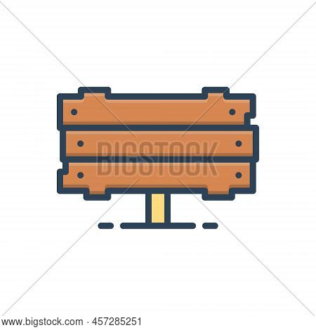 Color Illustration Icon For Wooden Timbered Lumbar Ligneous Bench Pew Sit Park Furniture