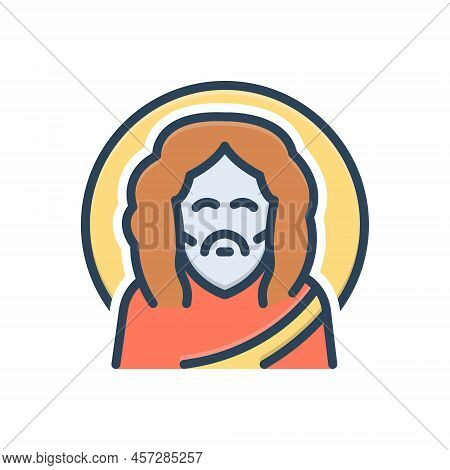 Color Illustration Icon For Baptist John Ancient Christian Sant Lucan Christ Church Religion Culture