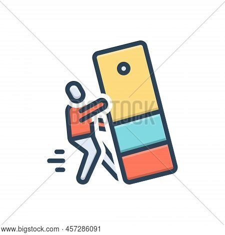 Color Illustration Icon For Incident Occurrence Accident Fall People Cupboard Happening Slip