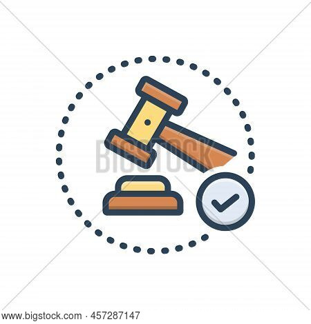 Color Illustration Icon For Justify Legitimate Licit Authorized Hammer Justifiable Lawful Legalized 