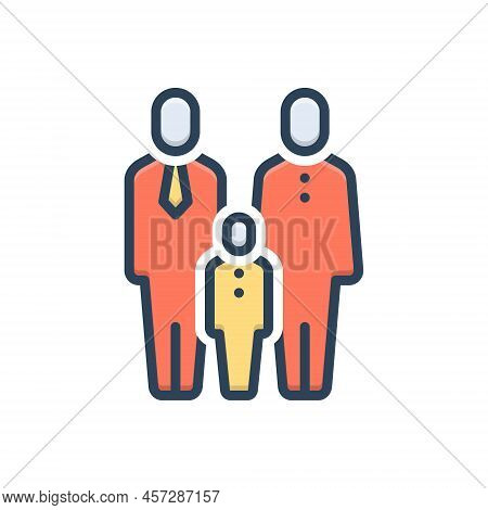 Color Illustration Icon For Parental Ancestral Heritable Parent Fatherly Kid Member Familiar Generat