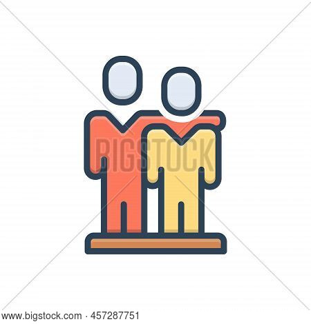 Color Illustration Icon For Convinced Downstage Persuade Exhort Explain Brainwash Friendly Folksy