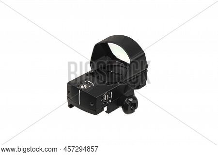 Modern Optical Collimator Sight. Aiming Device For Shooting At Short Distances. Isolate On A White B
