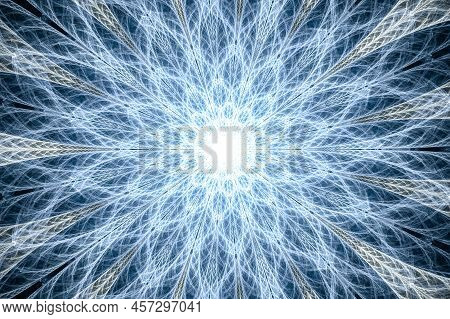 Computer Generated Abstract Illustration Beautiful Fractal Flower Wall  Pattern, Kaleidoscope Design