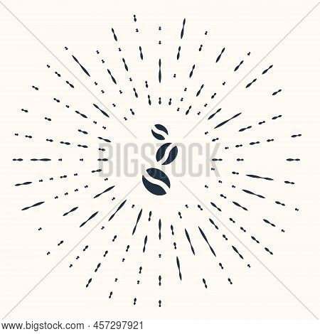 Grey Coffee Beans Icon Isolated On Beige Background. Abstract Circle Random Dots. Vector