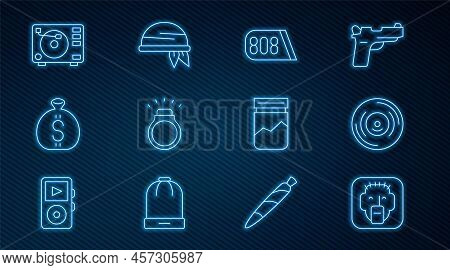 Set Line Rapper, Vinyl Disk, Drum Machine Music, Diamond Ring, Money Bag, Player With Vinyl, Plastic