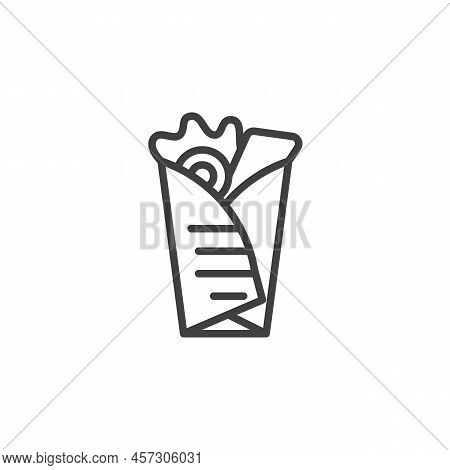 Shawarma Roll Line Icon. Linear Style Sign For Mobile Concept And Web Design. Shawarma Tortilla Outl