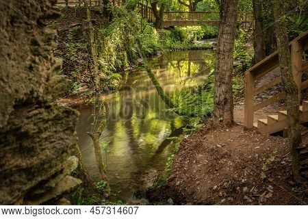 Surrounding Landscape Of The Estanislau Fountain Park And The Lourido River That Divides The Parishe