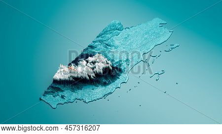 Topographic Belize Map Hypsometric Belize Elevation Tint Spectral Shaded Relief Map 3d Illustration