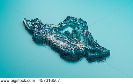 Topographic Iran Map Hypsometric Iranian Elevation Tint Spectral Shaded Relief Map 3d Illustration