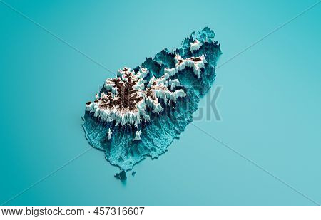Topographic Saint Lucia Map Hypsometric Saint Lucia Elevation Tint Spectral Shaded Relief Map 3d Ill