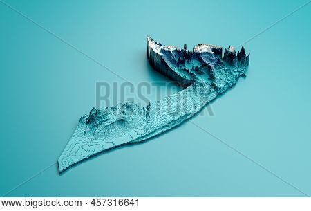 Topographic Somalia Map Hypsometric Somalian Elevation Tint Spectral Shaded Relief Map 3d Illustrati