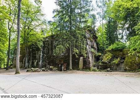 Adolf Hitlers Bunker In Wolfs Lair. Former War Headquarters Of Adolf Hitler In Poland