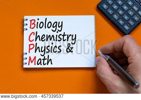 Bcpm Biology Chemistry Physics Math Symbol. Concept Words Bcpm Biology Chemistry Physics Math On The