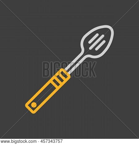Spoon For Draining Vector Icon. Kitchen Appliances. Graph Symbol For Cooking Web Site Design, Logo, 
